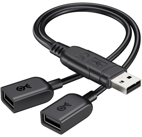 Cable Matters Répartiteur USB 2.0 A Mâle vers Femelle, 0,3m | 1 Entrée 2 Sorties, 480Mbps, prise en charge de la charge BC 1.2, répartiteur de données et d’alimentation