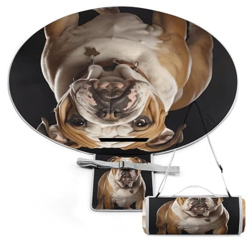 YHEGBFD Picknickdecke, englische Bulldogge, Picknickmatte, faltbar, kompakt, Stranddecke, für Frühling, Sommer, Camping, Park, Reisen, tragbare Campingdecke