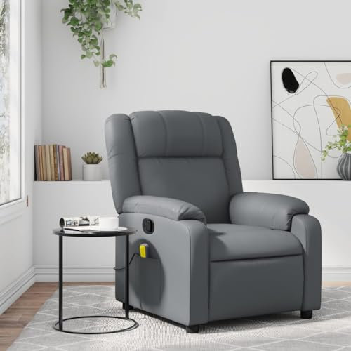 Hommdiy Massagesessel Grau Indoor Kunstleder Massagesessel Schlafzimmer