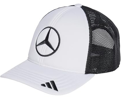 adidas Unisex Mercedes - AMG Petronas Formula ONE Team Snapback Star Trucker Cap, White/Black, L