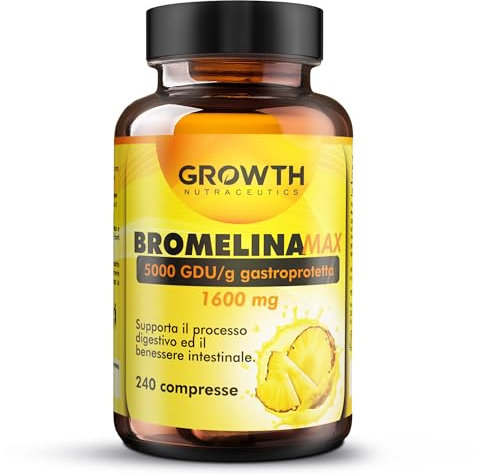 BROMELINA FORTE DRENANTE 5000 GDU/g - 240Cpr Integratore Bromelina Ananas - Diuretico, Anticellulite, Ritenzione Idrica, Cellulite Gambe e Glutei e Gonfiore Addominale
