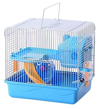 Yardwe Doppelstöckiges Hamsterkäfig Villa Gehege Mit Großer Tür Und Plattform Tragbares Kleintierhaus Für Zwerghamster Chinchilla Und Andere Kleine Haustiere Leichte Reinigung Blau