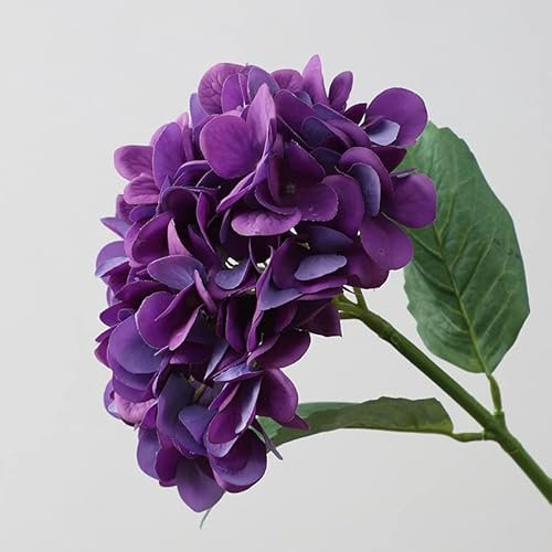 Xiao Hua Bouquet di ortensie artificiali in seta, 6 pezzi, colore blu, realistici, per matrimoni, feste, ufficio, decorazione per la casa (viola)