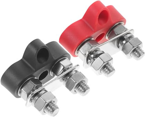 Amosfun 2pezzi Morsettiera Per Batteria in Acciaio Inossidabile Barra Collettrice Per Auto e Barche Blocco Di Distribuzione Dei Morsetti Perni Terminali Accessori Per Batterie