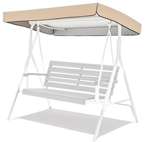 Hollywood - Copertura per tetto a 3 posti, per altalena da giardino, altalene in tessuto Oxford, per terrazze, prati, giardini, 213 x 122 x 18/23 cm (caffè)