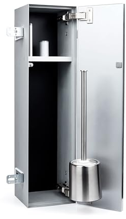 Unterputz Schrankmodul Bad befliesbar Hochschrank mit „Push to Open“-Funktion Türanschlag rechts seitlicher Papierausgabe Badezimmerschrank Toilettenpapierhalter WC-Bürstenhalterung Maße Höhe 66 cm