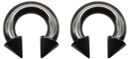 Hufeisenring aus chirurgischem Edelstahl, Spike-Enden, Innengewinde, kreisförmige Barbells für Septum, Nase, Helix, Daith, Körperschmuck, 12G-00G, 10–19 mm (3 x 10–5 mm), 2 Stück