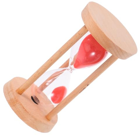 MAGICLULU Wooden Sand Timer 5-minute Mini Sandglass Timer Red Hourglass for Kitchen Cooking Restaurant Office Study Time Management