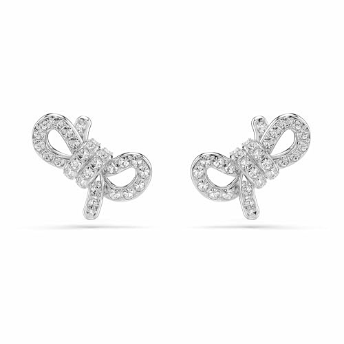 Swarovski Livslånga örhängen, Pavé, Rosett, Vit, Rodiumpläterad