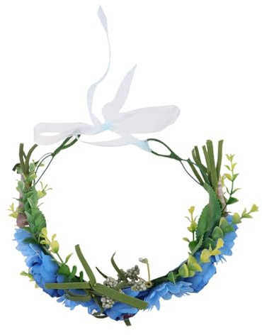 Künstlicher Blumenkranz Brautkopfschmuck Blau aus Gewebe