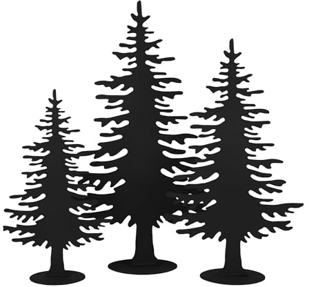 UNUS Aufsteller Tannenbaum Metall schwarz Winterdeko 3er Set DREI Größen