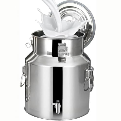 aliooila Bidon Inox Pour Huile d Olive 5-88 Litres,Pot À Lait en Acier Inoxydable Bidon Hermétique-seau De Cuisine Avec Couvercle-seau Rangement Le Riz, La Farine, Les Céréales,Capacity1-24L