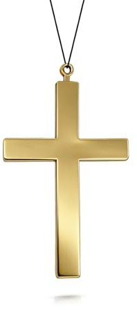 YUEXNKO Collana a forma di croce in plastica dorata ciondolo a forma di crocifisso Collana con Croce Cristiana Pasqua Collana Crocifisso per Uomo e Donna per Halloween Carnevale 22,5 x 13CM