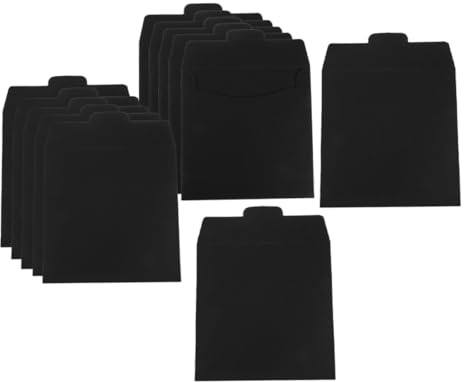 FIXOSHEE Custodia Portadischi in Cartone Nero, Borsa Porta CD e Documenti, Set 12 Pezzi per Archiviazione e Trasporto Multifunzionale di CD, Dvd e Biglietti da Matrimonio