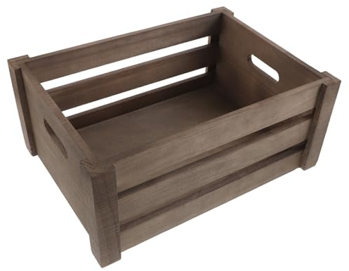 Healvian Porta Dischi in Legno con Maniglia 35x25x15 Cm, Cassa Vintage per Vinili da Scrivania, Scatola Porta Album Retrò per Conservazione e Organizzazione in Casa e Ufficio