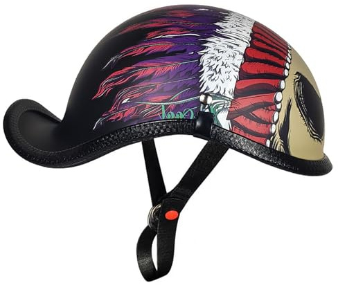 Casco Da Moto A Mezza Calotta Stile Baseball, Casco A Mezza Calotta Stile Tedesco Per Adulti Uomo E Donna, Omologato DOT/ECE, Casco Per Cruiser, Chopper, Scooter E Ciclomotore 10,M(58-59CM)