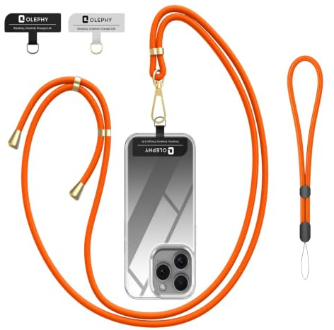 OLEPHY 2 Pack Handykette Universal, HandyBand mit 2 Stück Patch, | für iPhone Samsung Galaxy Google Huawei, Handyband mit Hülle kombinierbar, Einstellbar und Abnehmbar, Orange&Orange