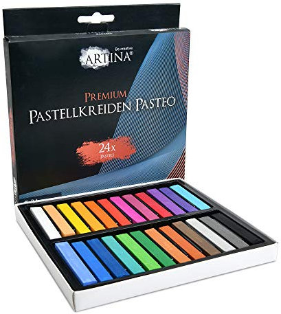 Artina 24er Pastellkreide Set Pasteo - Softpastellfarben in Studio Qualität als feine Kreide Stifte Softpastellkreide Weichpastell für die Kunst