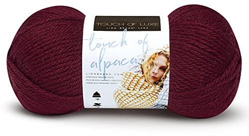 Lion Brand Yarn Company 674-138 Touch of Alpaka-Garn, karminrot, Acryl-Mischung, ein Knäuel