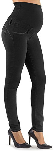 MAMAJEANS Siracusa - Jeans Premaman Effetto Push Up, Jeans Skinny Nero - Made in Italy