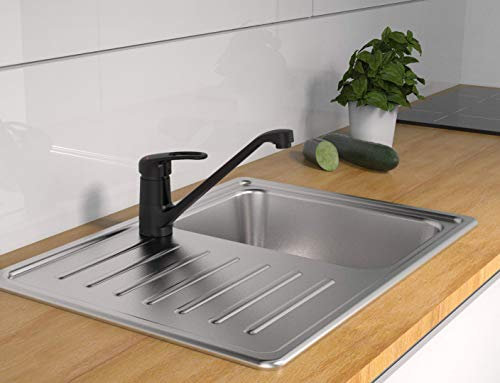 SCHÜTTE 77266 GRANDE Küchenarmatur, Wasserhahn Armatur Küche, Mischbatterie für Spüle, Einhebelmischer Spültischarmatur 180° drehbar, Armatur Küchenspüle in Matt Schwarz