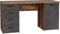 FORTE NET106 Schreibtisch mit 4 Schubladen und 1 Tür, Holzwerkstoff, Old - Wood Vintage/Betonoptik Dunkelgrau, B x H x T: 145 x 76,3 x 60 cm