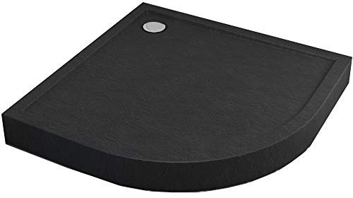 Sellon24® Duschkar svart svart steneffekt duschkar svart sten DIN 51097 A 12 cm hög (90 x 90 x 12 R55)