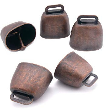 N\A 5 Stück Weide-Kupferglocken, Metall-Kuhglocken für Hunde, Tier Kupfer Laute Bronze Glocke, kleine Messingglocke, für Kuh Pferd Schaf Katzen kleine Haustiere Anti-Diebstahl-Zubehör (Rotbronze)
