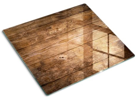 Schneidbrett Glas 60x52 cm für die Küche Plastikfrei Dünn Glasplatte Hitzebeständig Rutschfest Silikonfüße Lebensmittelecht Dekorativ Antibakteriell Gehärtetes Glas - Holz
