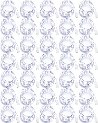Riakrum 50 Pack 10 ft 30 LED Fairy Lights Battery Operated, Christmas Tiny String Lights Bulk Starry Light Waterproof for Mason Jars Wedding Party Christmas Centerpiece Table Decor, White