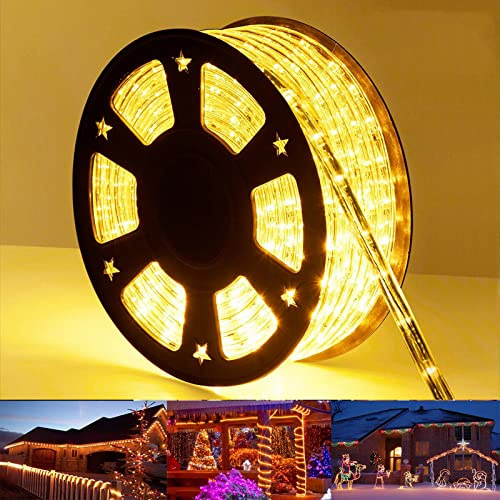 50ft 360 LED Rope Lights Outdoor, Connectable and Flexible Tube Lights with 8 Modes, Waterproof Indoor Outdoor LED Rope Lighting for Deck, Garden, Pool, Patio, Indoor Outdoor Decorations (Warm White)