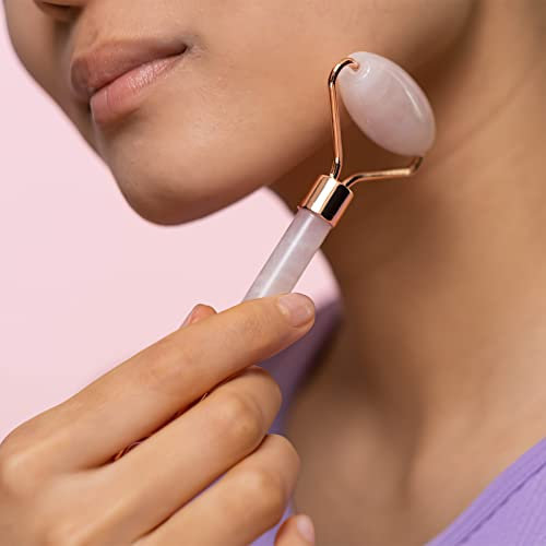 Mnixy Face Massager Roller, Jade Roller for Face, Gua Sha Tool, Facial Beauty Skincare Massager Tool (Pink)