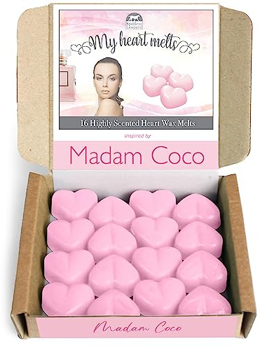 Madam Coco Parfüm-Wachsschmelzen: 16 x 5 g herzförmige Wachsschmelzen, inspiriert vom Madame Coco-Parfüm, vegan und haustierfreundlich