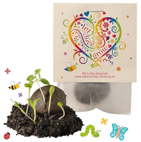 Ideenverlag HAMBURG 10x Let Love Grow Samenbomben - kleines Geschenk & Mitgebsel - Saatbomben für LGBTQ, Kollegen & Gäste - Blumenbomben, Blumensamen & Blumenkugeln als Zeichen für Toleranz und Liebe
