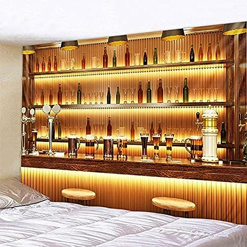 Sxakswol Wandteppich Groß Bier Wandteppich 200x200 Wandbehang Bar, Tapisserie 3D Wandtuch Aesthetic Wandteppiche für Wohnzimmer Schlafzimmer Wohnheim Wanddeko