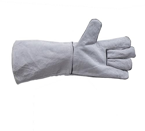 BE-TOOL Long Leather Gauntlets White Welding Gloves, 1 Pair Heat Resistant Protective Gloves for Tig Welding Metal Work for Metalworkers Welders