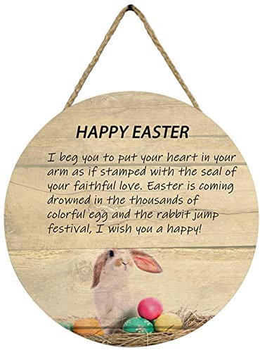 Osterkranz mit Hase Künstliche Ostern Kranz Tür Wanddeko Wandbehang Rund Ostern Holz Hängeschild Heimdeko Wanddeko Festival Atmosphäre Türschild Osterkranz mit BuntOstereiern Blumen Türkranz