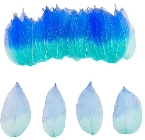 50 StüCk KüNstliche BläTter Deko KunstbläTter Deko Fake Leaves BläTter Girlande Basteln Trockene BläTter Getrocknete BläTter Verwendet FüR Diy Handwerk Scrapbook Kartenherstellung (Farbverlauf blau)