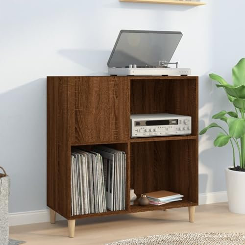LAPOOH Mueble para Discos y Tocadiscos de Madera Contrachapada Roble Marrón 84,5x38x89 cm, Estantería CD, Vinilos - 831996