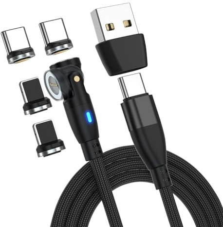 Callstel Magnet Kabel: USB-C/A-Daten- & Ladekabel, USB-C- & Lightning-Magnet-Stecker, 100W PD (Kabel, Handy Adapter, Winkel)