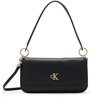 Calvin Klein Damen Schultertasche Minimal Monogram Pouch mit Logo, Schwarz (Black), Einheitsgröße