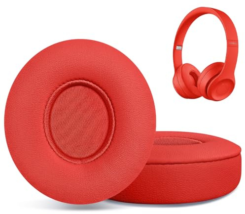 Cuscinetti auricolari di ricambio per Beats Solo 2 e Solo 3 Wireless On-Ear Headphones, Ear Pads, Cuffia Padiglioni auricolari Cover con morbida pelle proteica - Rosso