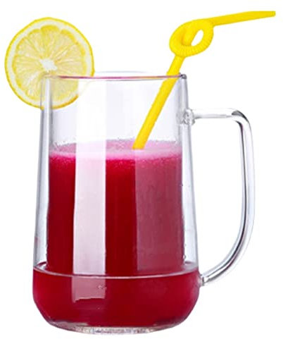 RUHEN Vaso de Cerveza Jarras de Cerveza congeladas Hogar Gran Capacidad Vidrio de borosilicato Resistente al Calor Vaso de Bebida fría portátil Vasos de Cerveza Jarra de Cerveza