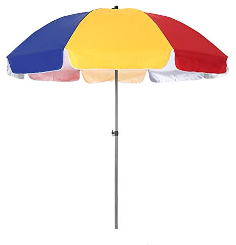 Bunter Regenbogen-Strandschirm für Rasen, Hinterhof und Pool, wasserdicht, rund, Gartenschirm mit UV-Schutz, groß, 2,4 m Größe