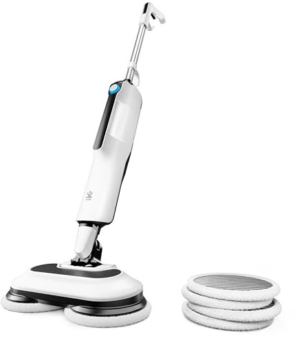 Avalla T-30 Steam Mop & Floor Scrubber - 140°C Superheated Steam, Dual Rotating Brushes, 6 Washable Pads, 8m Cable - Chemical-Free Deep Cleaning for Hard Floors, Kitchens & Bathrooms