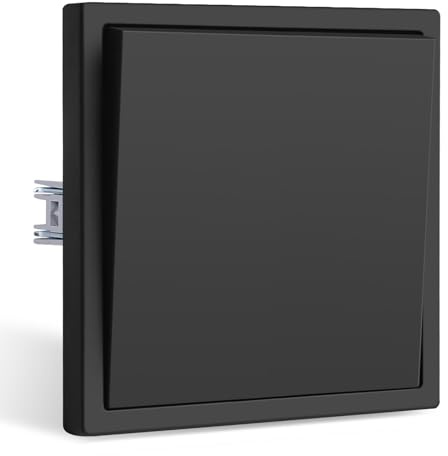 CNBINGO Lichtschalter Unterputz 1 Fach 1 Weg,Schwarz Matt Wandschalter 80mm | Wandschalter mit PC Rahmen,10A 250V,Einfach Montage