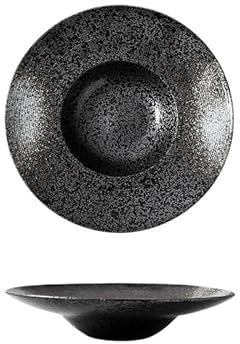 YOPI Vaisselle japonaise en céramique, assiette à chapeau de paille, assiette à pâtes for hôtel, restaurant, grande assiette à soupe, assiette de présentation for la maison(black)