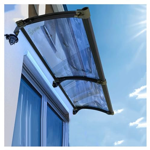 ZXCASDF Vordach für Haustür mit seitenteil，Vordach für Haustür，Pultbogenvordach Überdachung aus Aluminium und Polycarbonat Pultvordach，schützt vor Regen, Schnee und UV-Strahlen(45x200cm/17.7x79in)