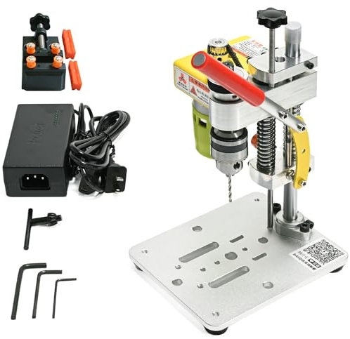 Mini Drill Press, 7-Speed Benchtop Drill Press, Portable Electric Drilling Machine with B10 Chuck for 0.6-6mm Bits, CNC 795 Motor & Clamp for DIY Crafting Projects
