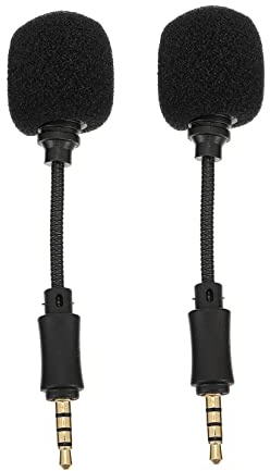 Rauschunterdrückungsmikrofon 2 Stück mit Vieradrigem Kabel, Schwarz | Omnidirektionales Design, Tragbar und Kunststoff mit Kupfer, für Laptop und Pc, Direkt Anschließbar